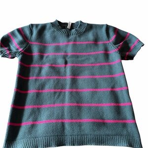 Wishlist Teal and Pink Striped Crew Neck Sweater